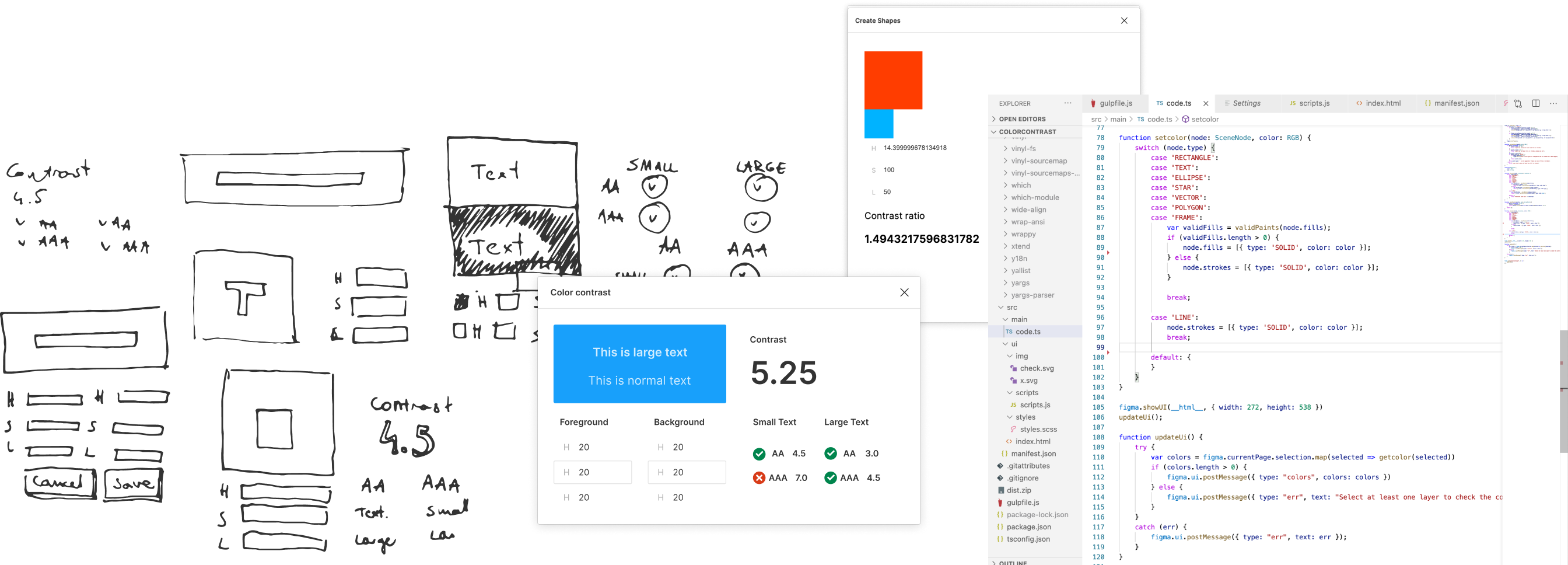 work in progress: sketches, wireframes, screenshot, code